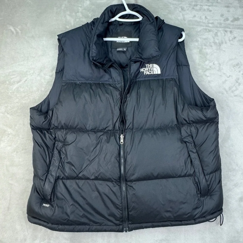 The North Face Vest Men's 2XL Black 700 Down 1996 Nuptse Retro Puffer Full Zip